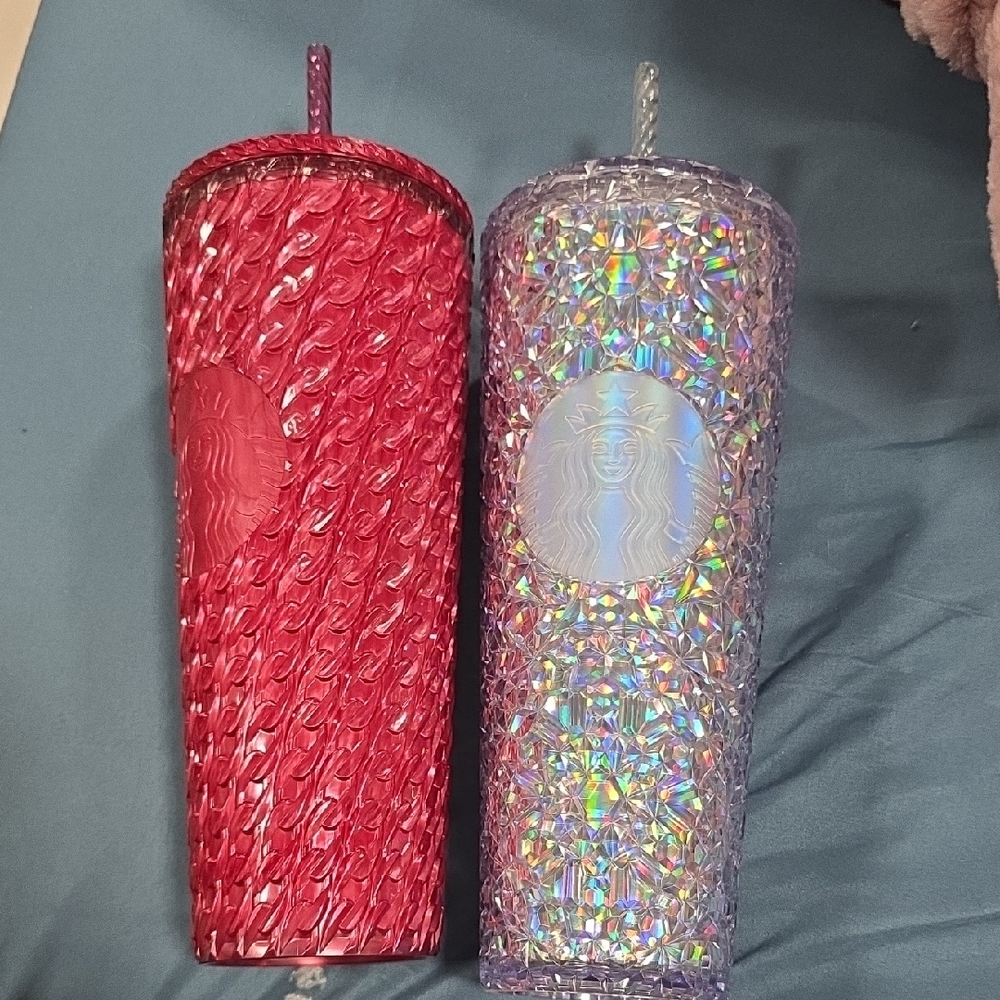 Starbucks Red and Holographic Tumbler Duo